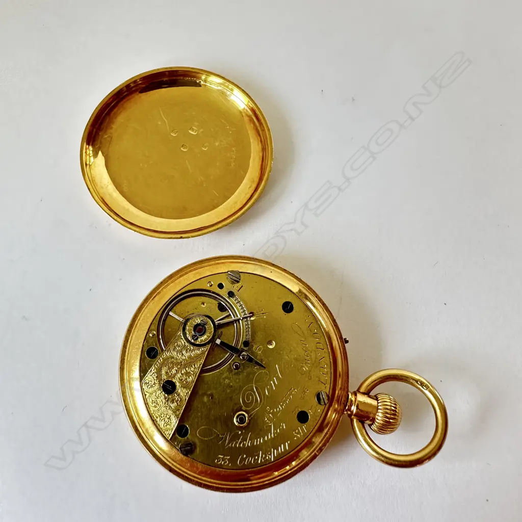 18ct gold lady’s half hunter pocket watch by Dent, Cockspur St. London, number 26333. Image 1++