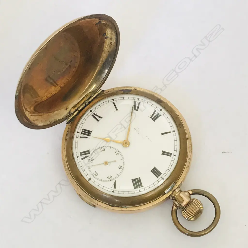 Rolled gold hunter Swiss quarter repeater pocket watch, Image 1++