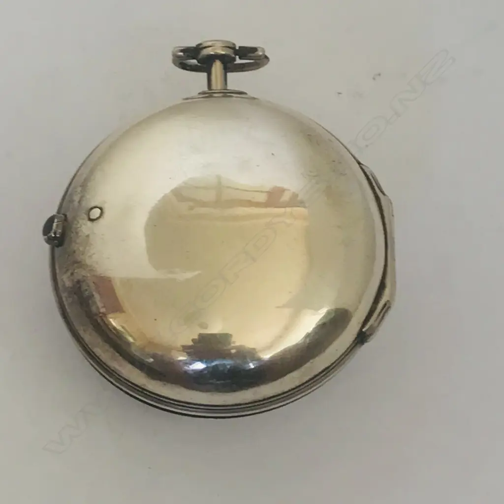 George II silver pair case pocket watch, by Jones, Liverpool, number 1372, Image 1++