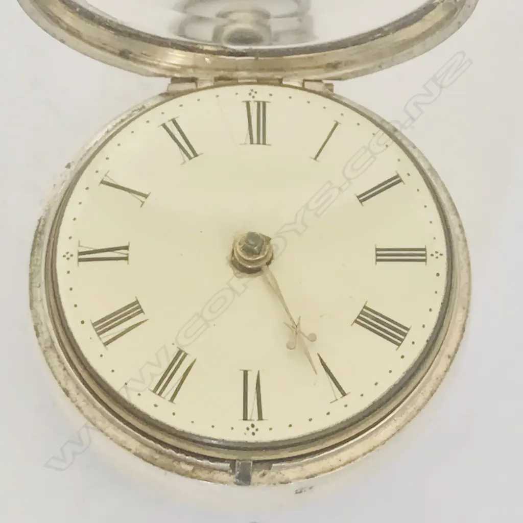 George II silver pair case pocket watch, by Jones, Liverpool, number 1372, Image 1++