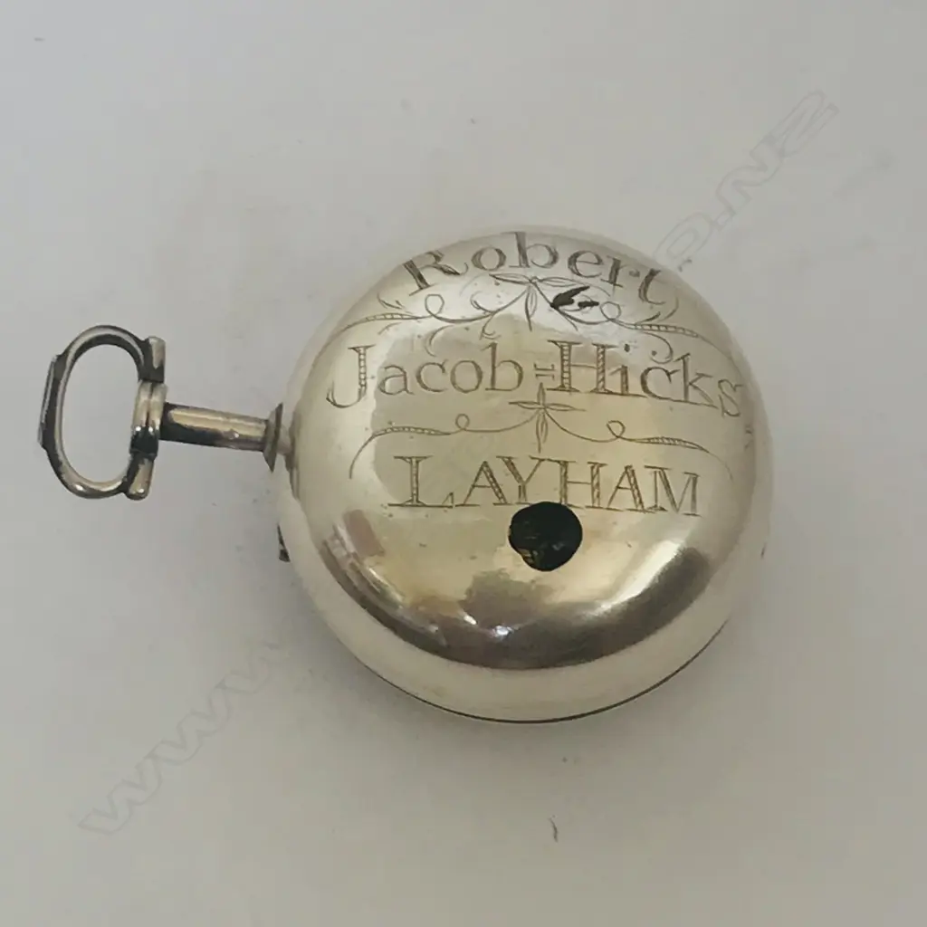 George II silver pair case pocket watch, by Jones, Liverpool, number 1372, Image 1++