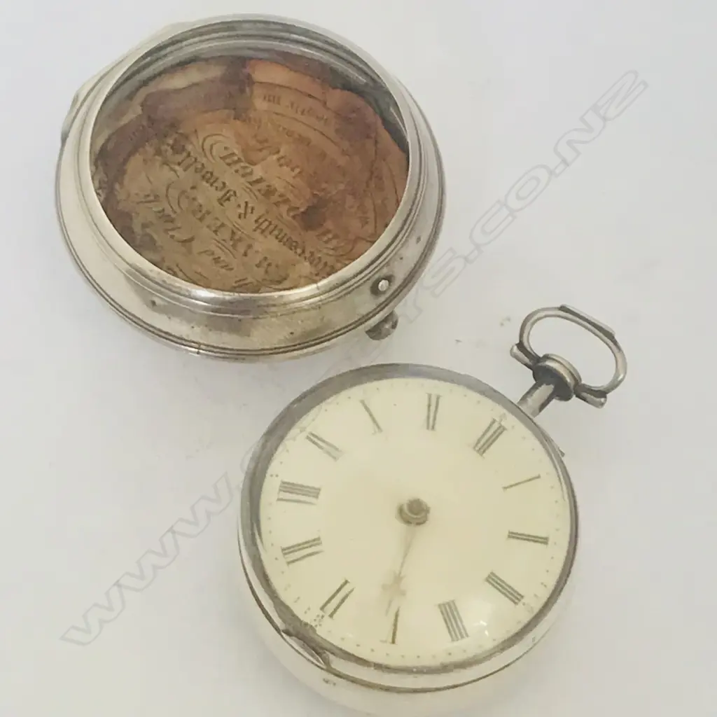 George II silver pair case pocket watch, by Jones, Liverpool, number 1372, Image 1++