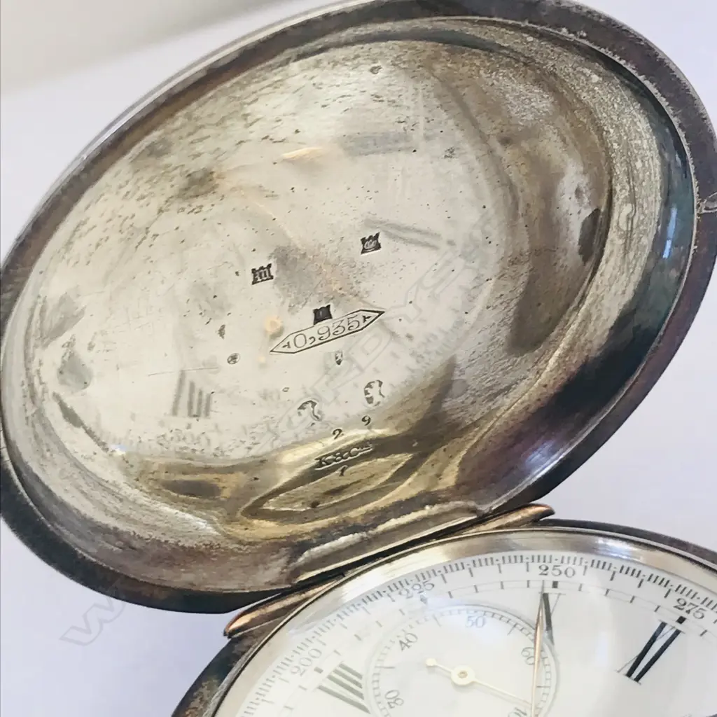 Swiss silver hunter chronograph pocket watch Image 1++