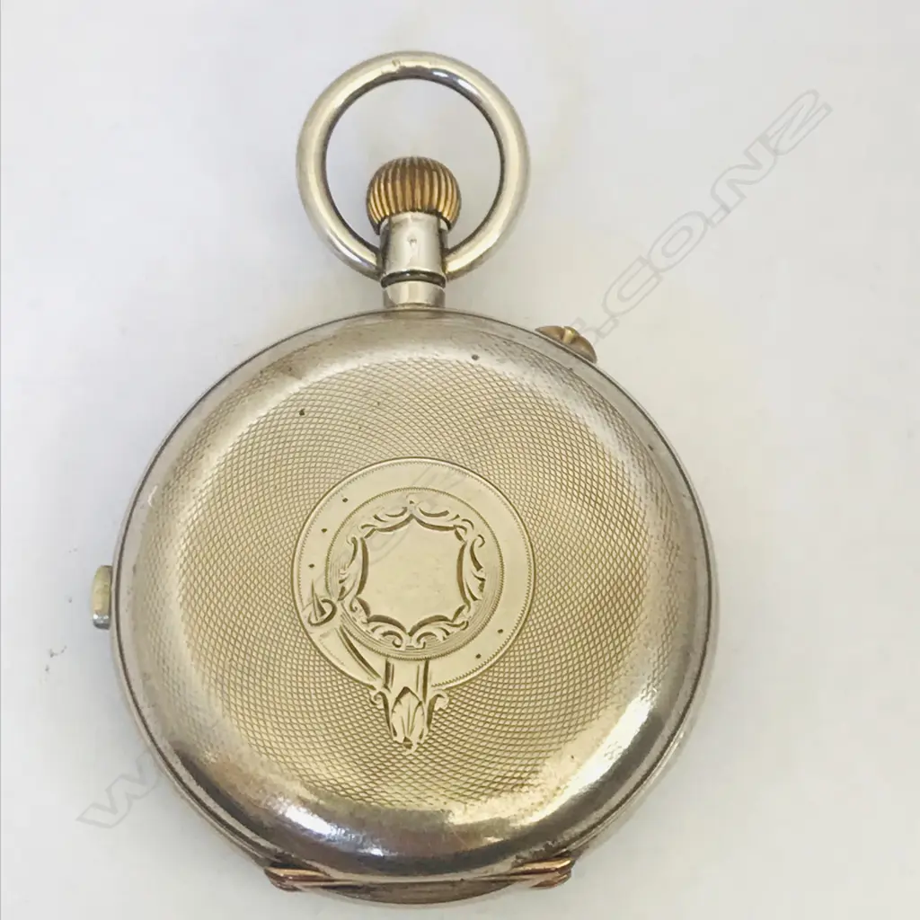 Swiss silver hunter chronograph pocket watch Image 1++