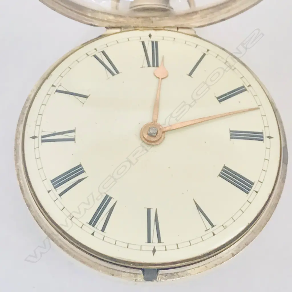 Silver open face pair case pocket watch, by W. Hollison, London Image 1++