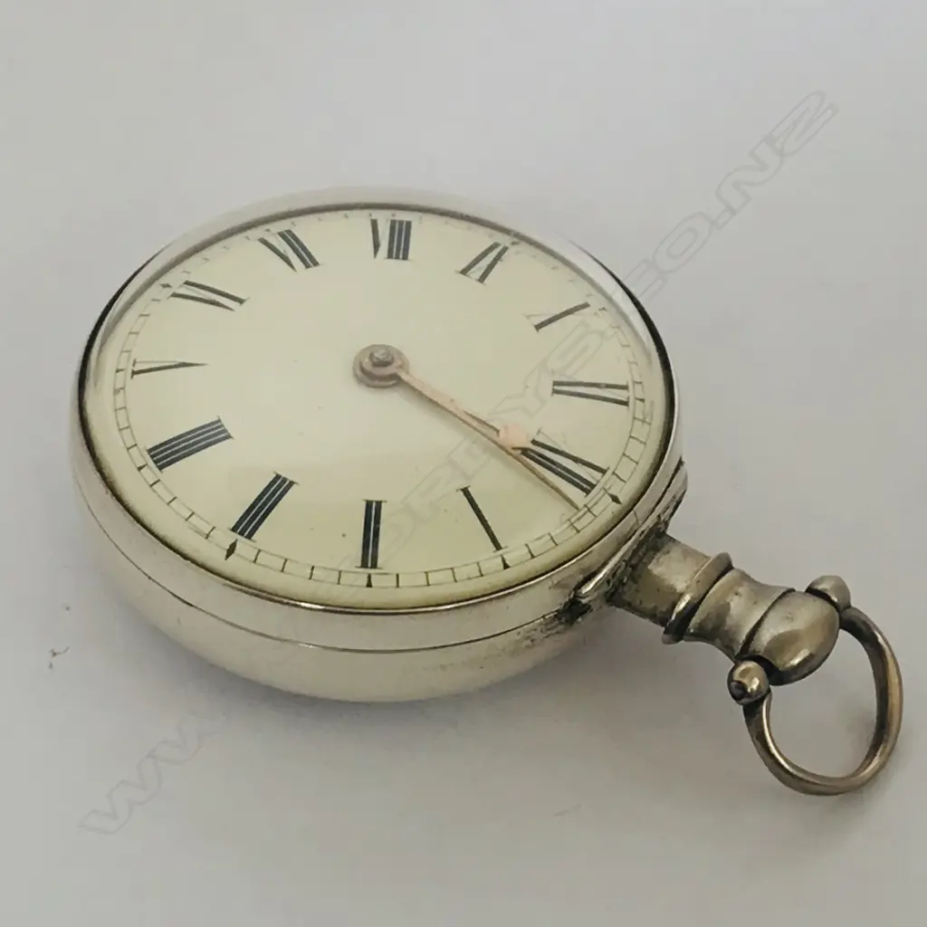 Silver open face pair case pocket watch, by W. Hollison, London Image 1++