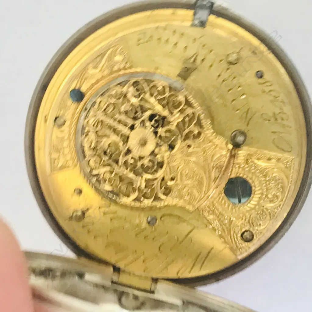 Silver open face pair case pocket watch, by W. Hollison, London Image 1++