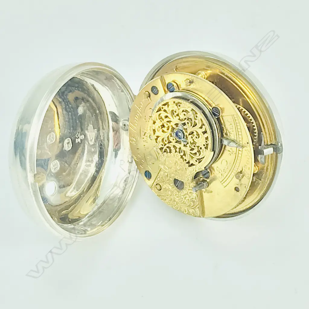Victorian silver pair case pocket watch by Joseph Maugham, Gateshead, number 9444 Image 1++