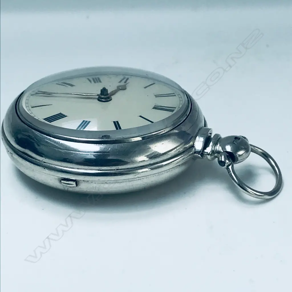 Victorian silver pair case pocket watch by Joseph Maugham, Gateshead, number 9444 Image 1++