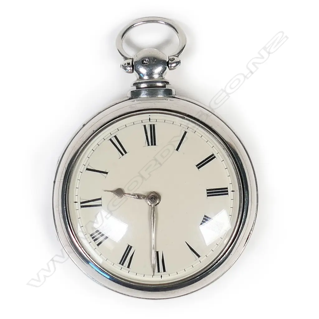 Victorian silver pair case pocket watch by Joseph Maugham, Gateshead, number 9444 Image 1++