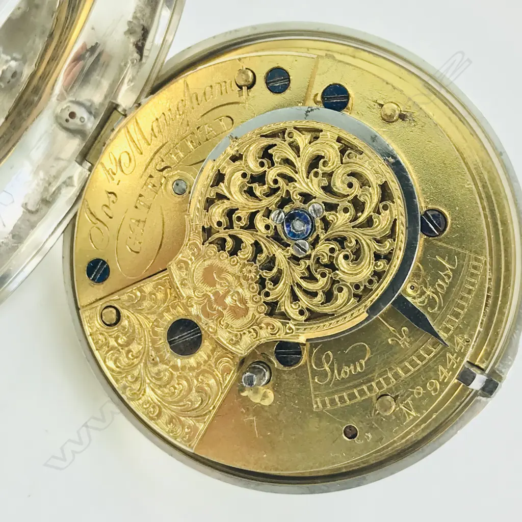 Victorian silver pair case pocket watch by Joseph Maugham, Gateshead, number 9444 Image 1++