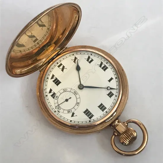 Gold plated cased hunter pocket watch, with Swiss movement
