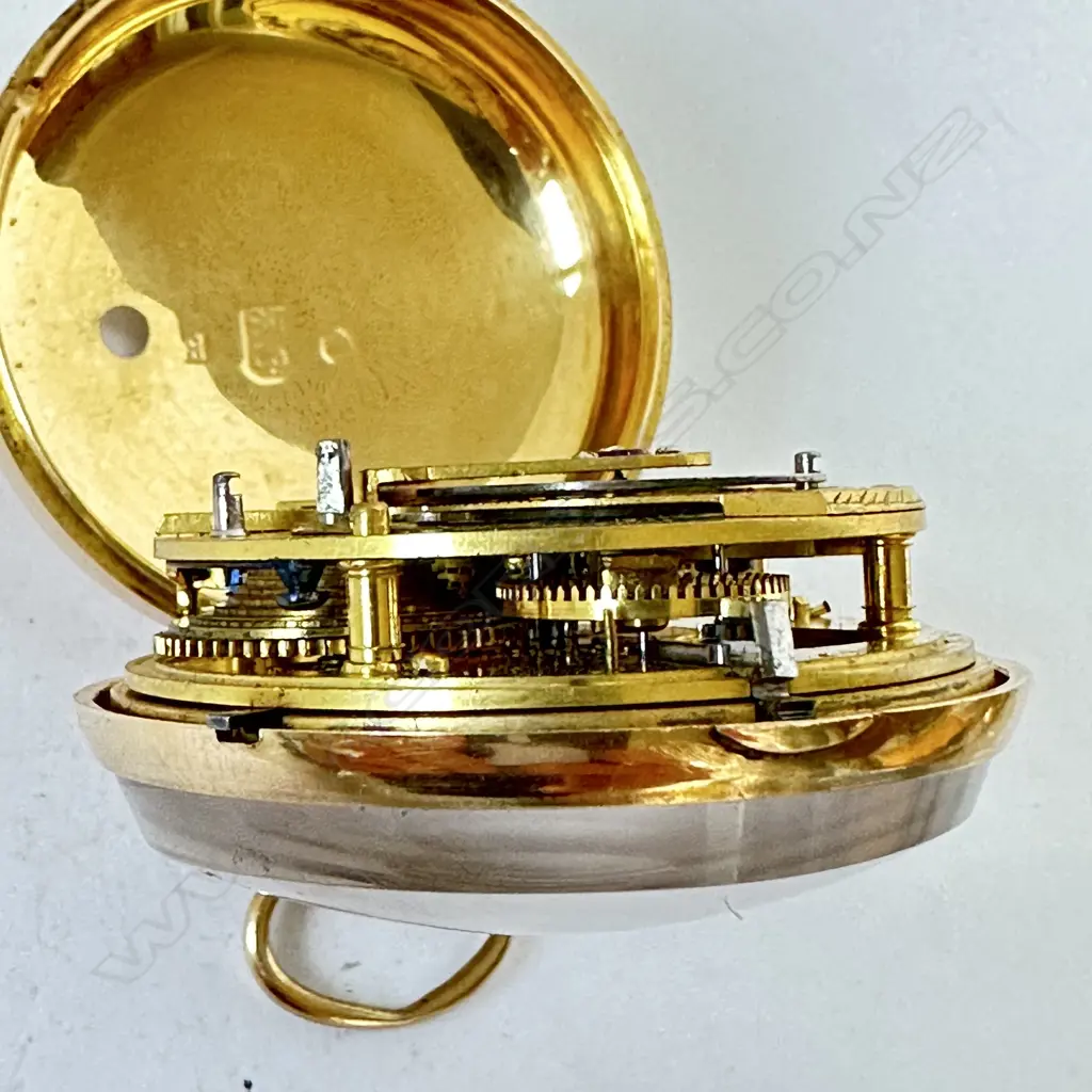 18ct gold English pair case, verge pocket watch Image 1++