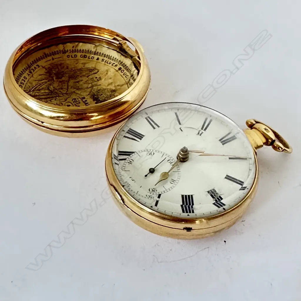 18ct gold English pair case, verge pocket watch Image 1++