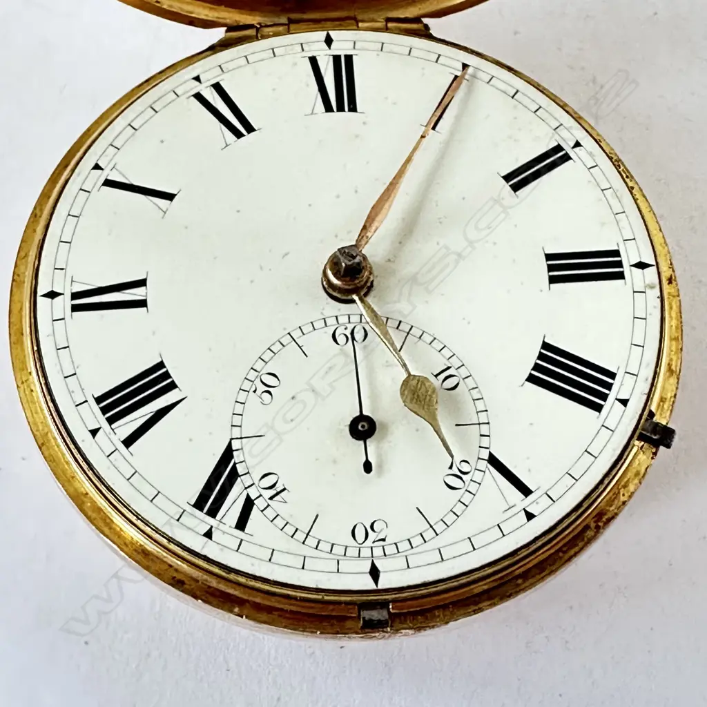 18ct gold English pair case, verge pocket watch Image 1++