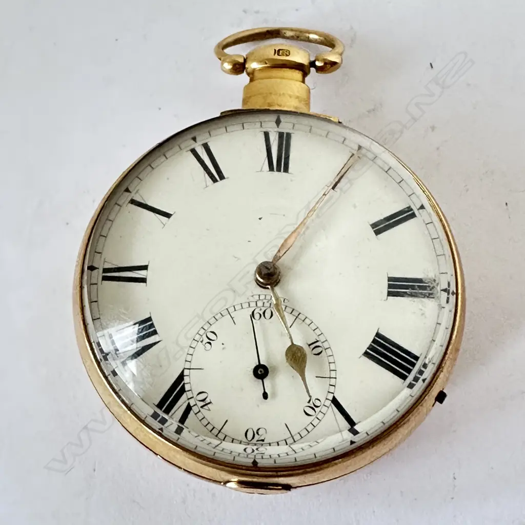 18ct gold English pair case, verge pocket watch Image 1++