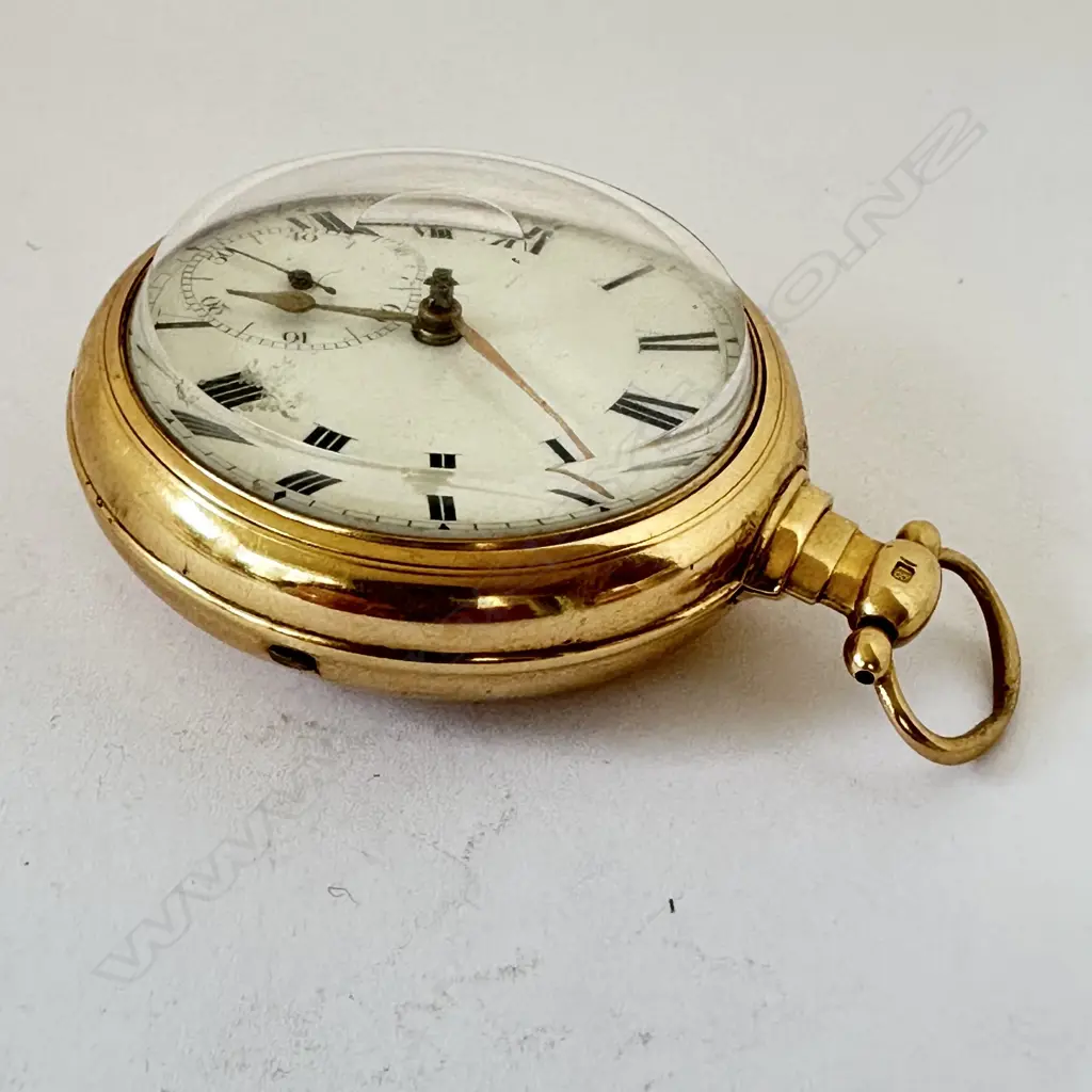 18ct gold English pair case, verge pocket watch Image 1++