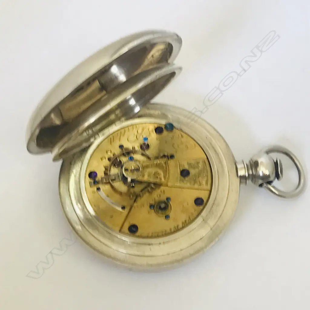 Massive coin silver cased hunter pocket watch by the American Watch Co., Waltham, Image 1++