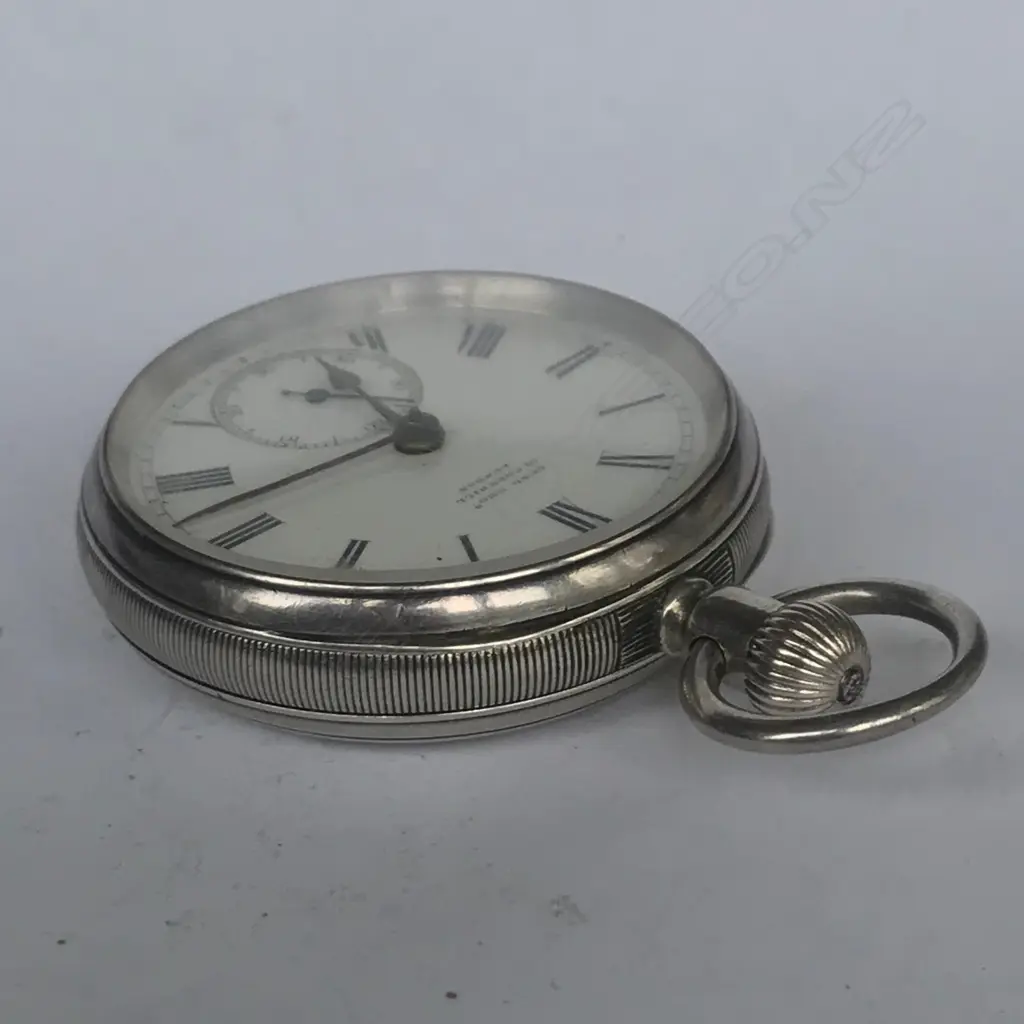 silver open face pocket watch by Lund Bros. London, number 3708 Image 1++