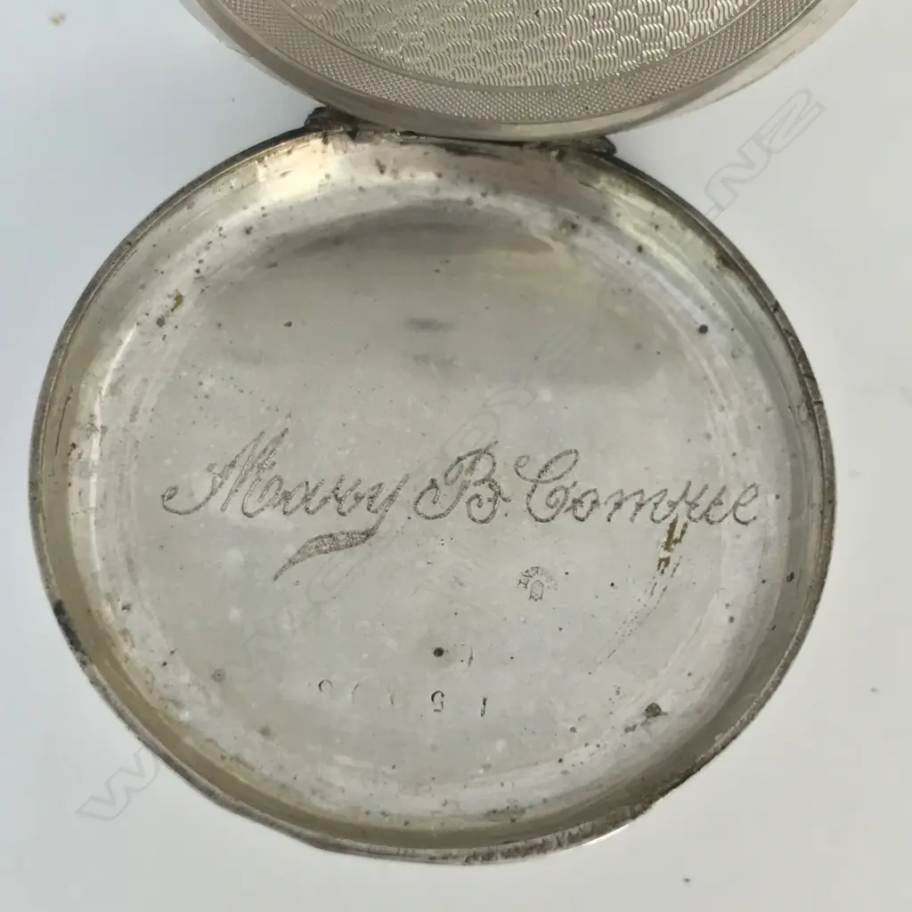 Swiss silver open face lady's pocket watch with decoratively engraved Geneva bar movement Image 1++