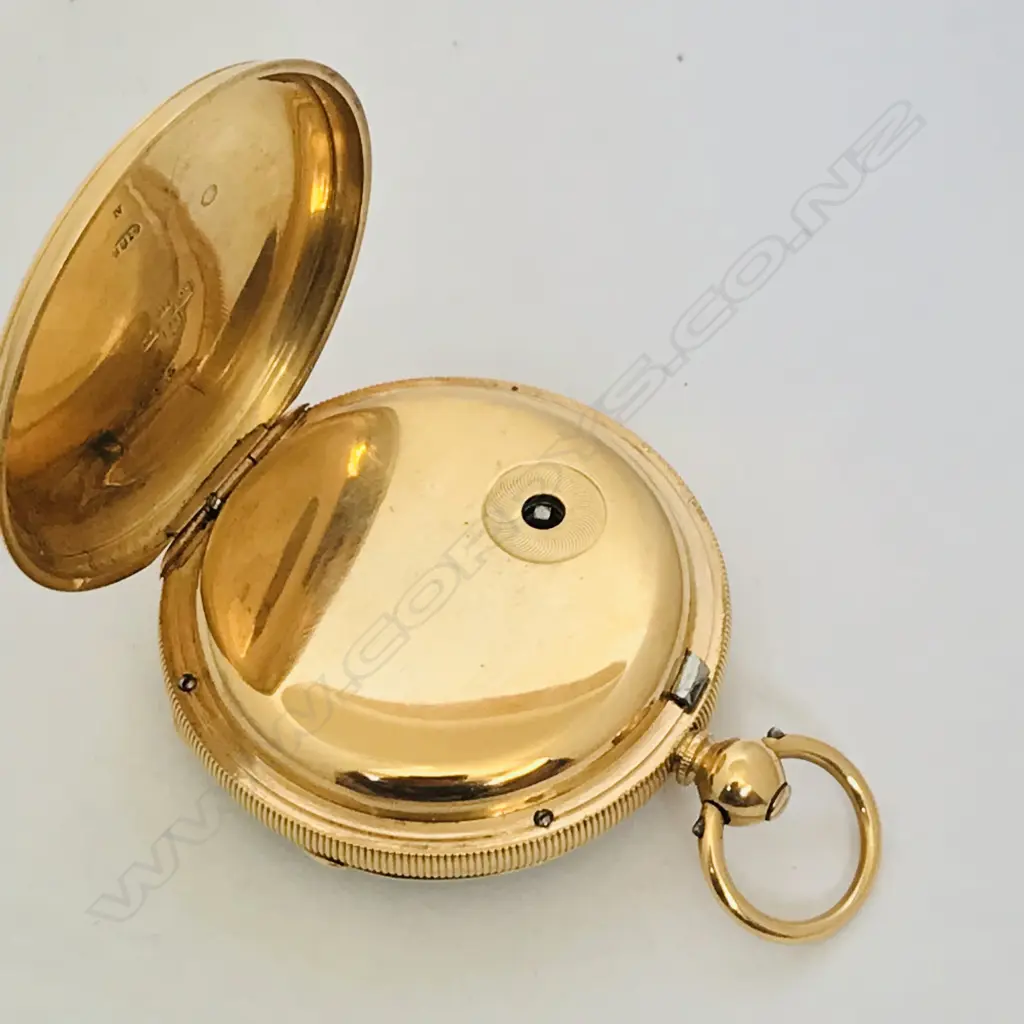 18ct gold open face pocket watch, signed to the movement M.J Mulligan, Wellington NZ, numbered 1575 Image 1++
