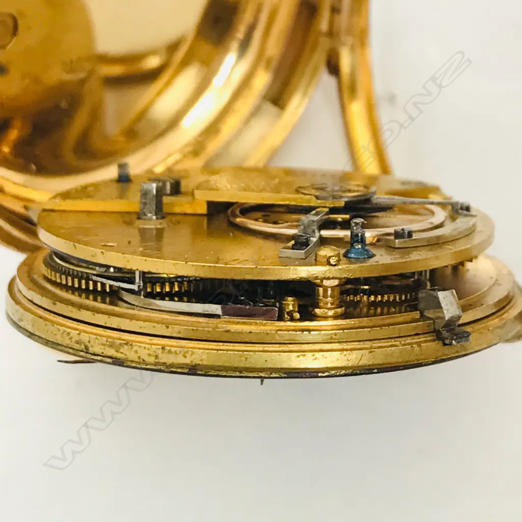 18ct gold open face pocket watch, signed to the movement M.J Mulligan, Wellington NZ, numbered 1575 Image 1++