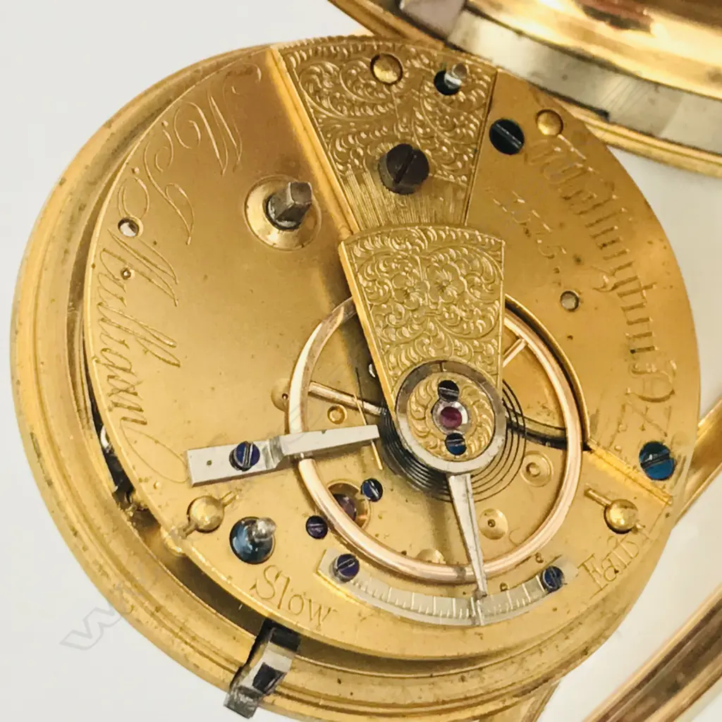 18ct gold open face pocket watch, signed to the movement M.J Mulligan, Wellington NZ, numbered 1575 Image 1++