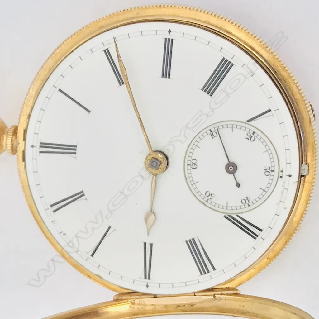 18ct gold open face pocket watch, signed to the movement M.J Mulligan, Wellington NZ, numbered 1575 Image 1++