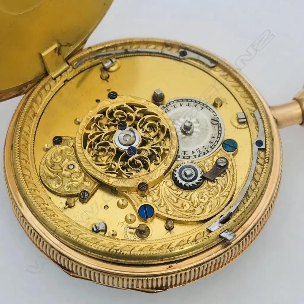 An 18ct gold, early 19thC skeletonized gold automaton watch, Image 1++