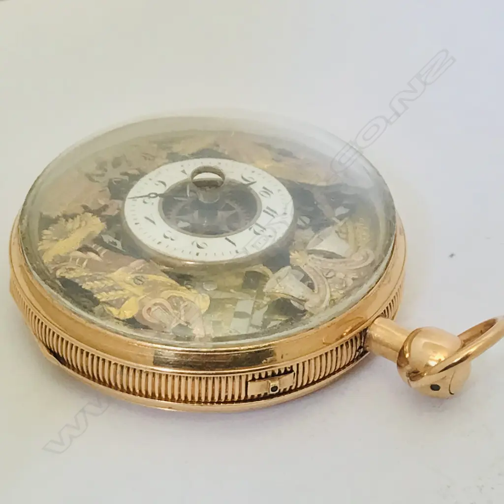 An 18ct gold, early 19thC skeletonized gold automaton watch, Image 1++