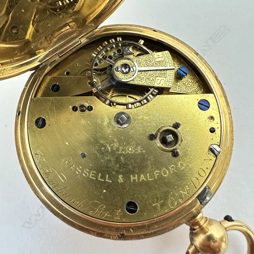 Victorian 18ct gold, open face, fusée pocket watch, by Wassell & Halford, London, number 1334 Image 1++