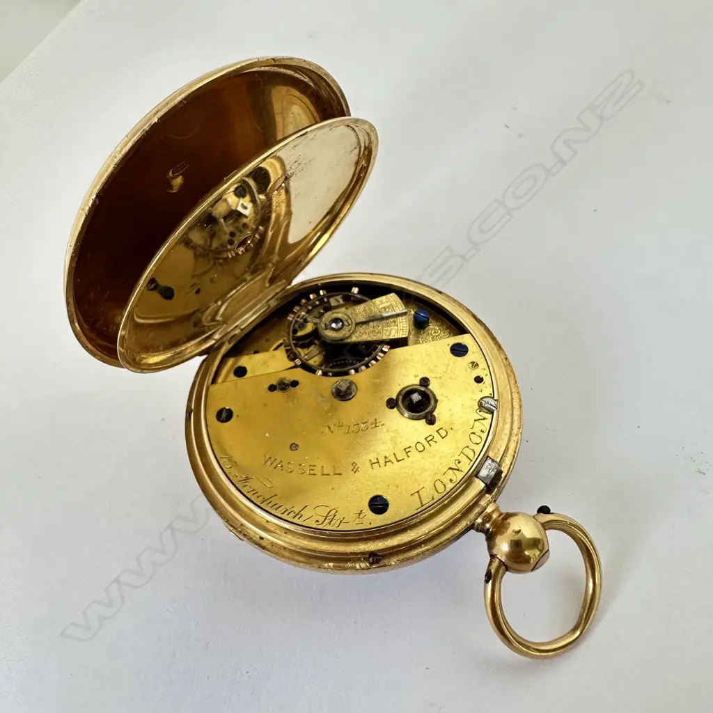 Victorian 18ct gold, open face, fusée pocket watch, by Wassell & Halford, London, number 1334 Image 1++