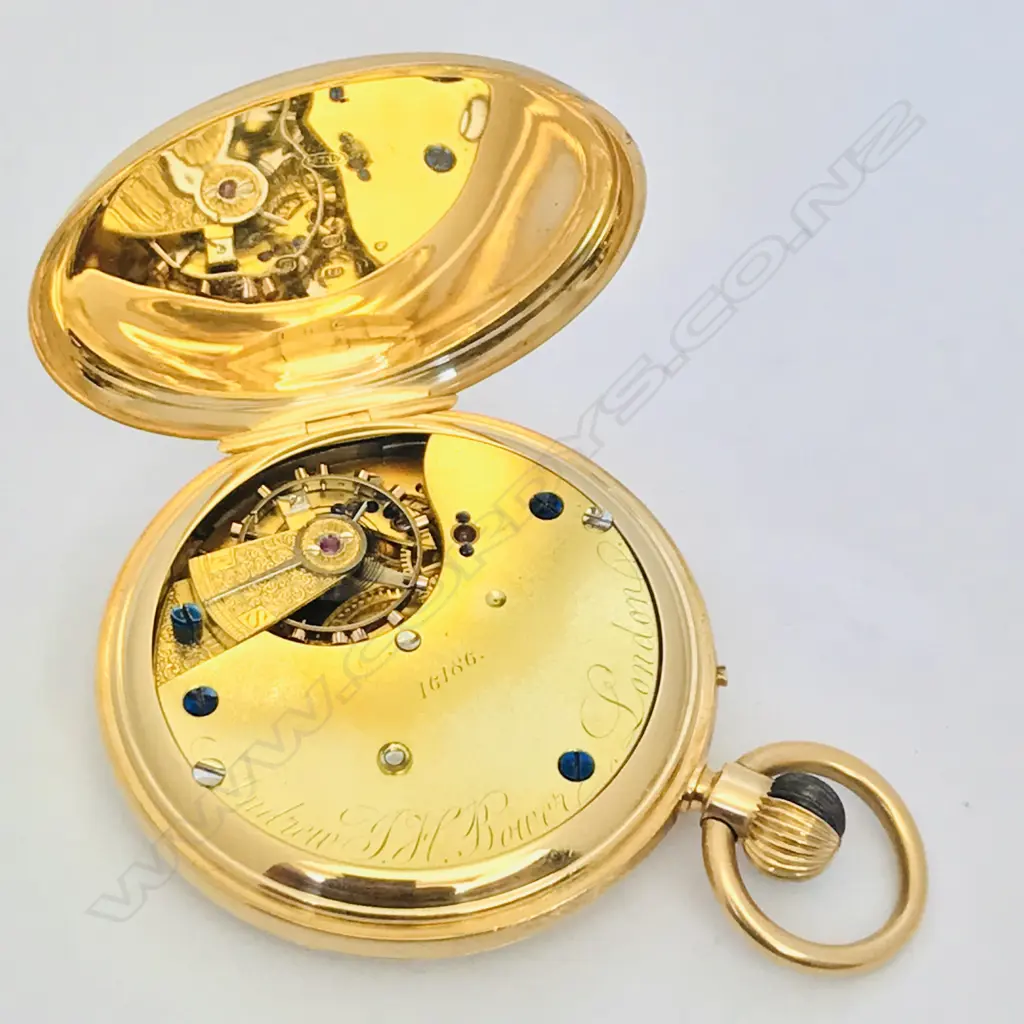 18ct gold hunter pocket watch, by Andrew Bower, London Image 1++