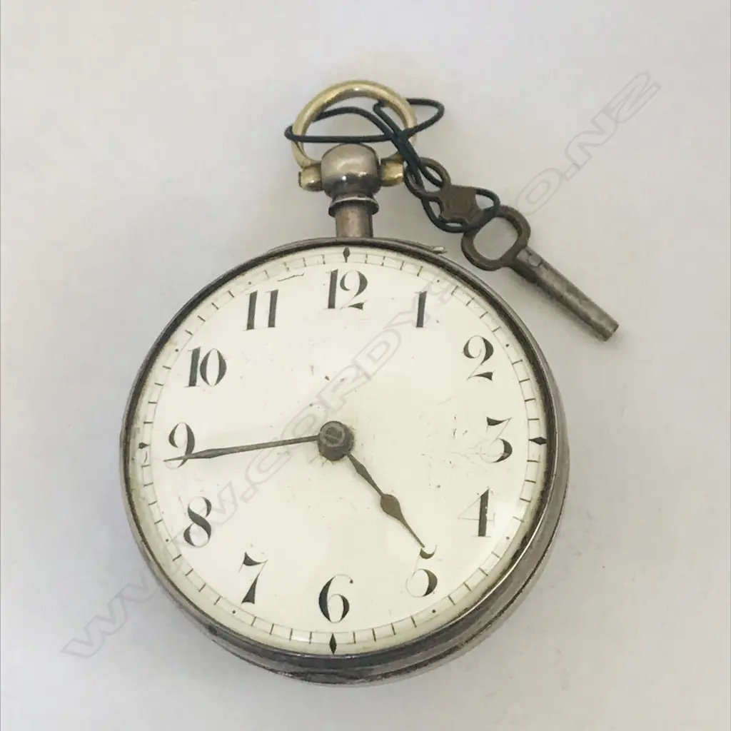 Silver pair case (outer case lacking) pocket watch by Harris, Canterbury, number 995 Image 1++