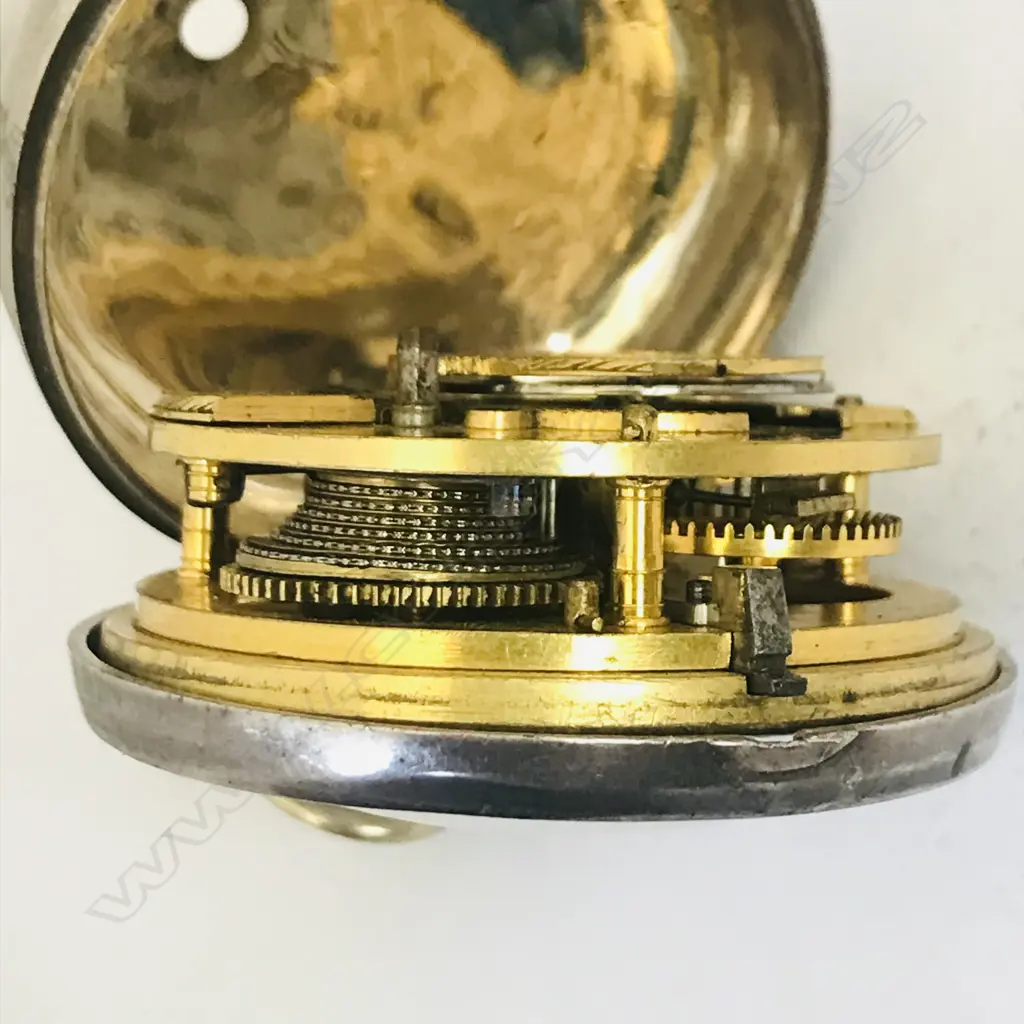 Silver pair case (outer case lacking) pocket watch by Harris, Canterbury, number 995 Image 1++