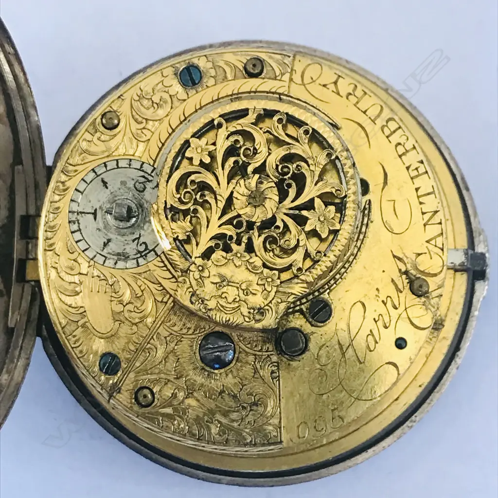 Silver pair case (outer case lacking) pocket watch by Harris, Canterbury, number 995 Image 1++