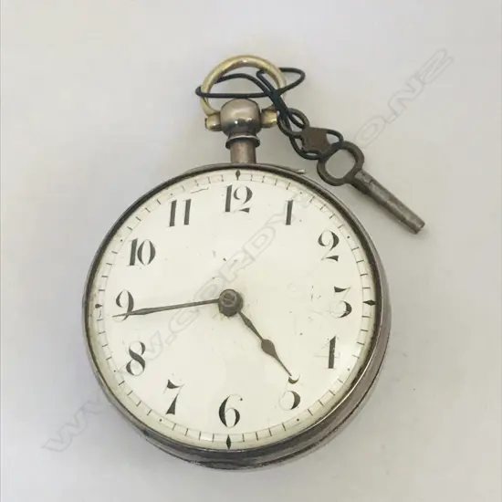 Silver pair case (outer case lacking) pocket watch by Harris, Canterbury, number 995