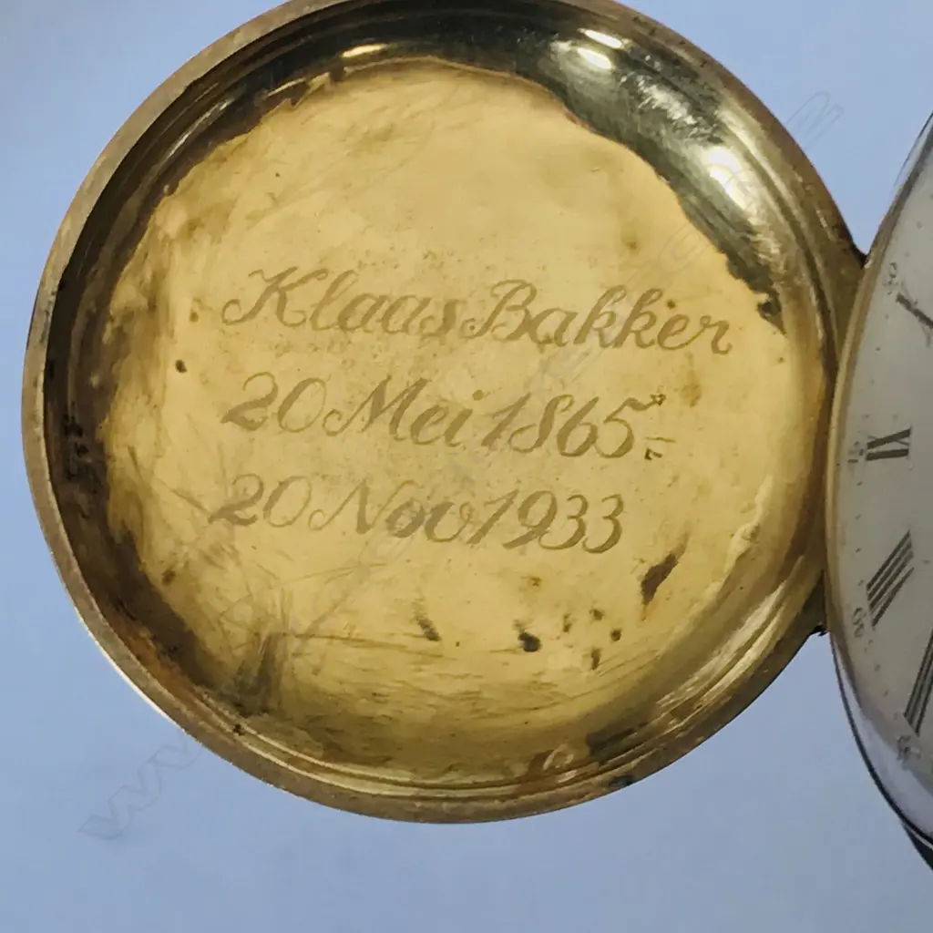 18ct gold Continental hunter pocket watch, Image 1++