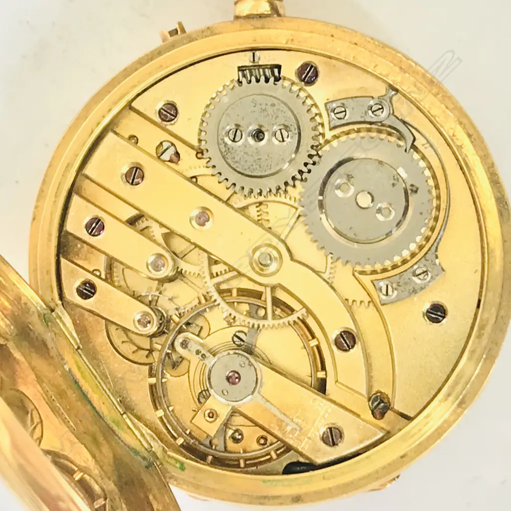 18ct gold Continental hunter pocket watch, Image 1++