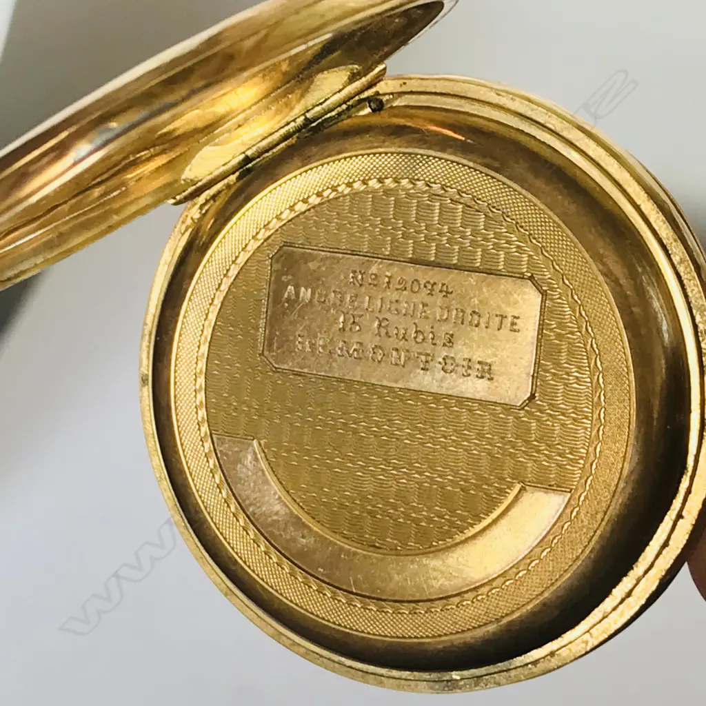18ct gold Continental hunter pocket watch, Image 1++