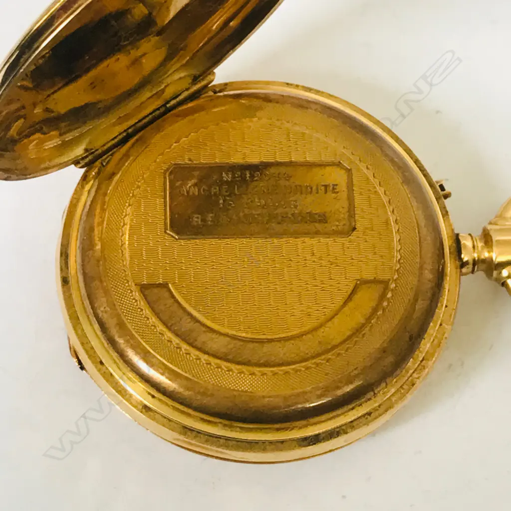 18ct gold Continental hunter pocket watch, Image 1++