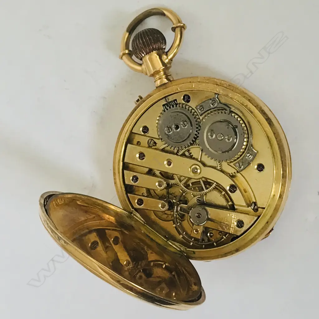 18ct gold Continental hunter pocket watch, Image 1++