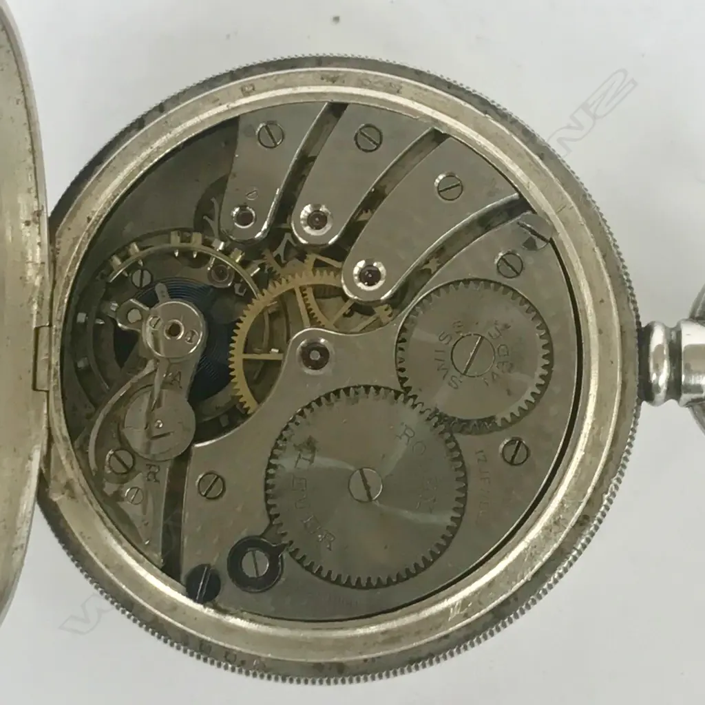 Silver hunter pocket watch, by Rolex Image 1++