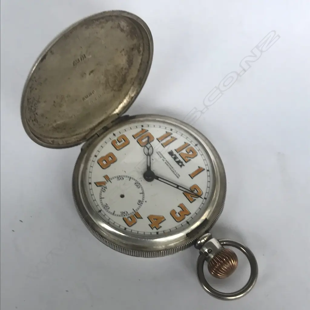 Silver hunter pocket watch, by Rolex Image 1++