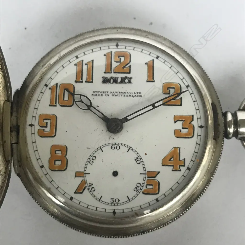 Silver hunter pocket watch, by Rolex Image 1++