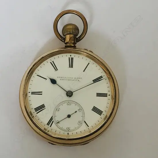 Rolled gold open face pocket watch, signed Robillard & Son, Ashburton NZ, supplied by Rotherhams.