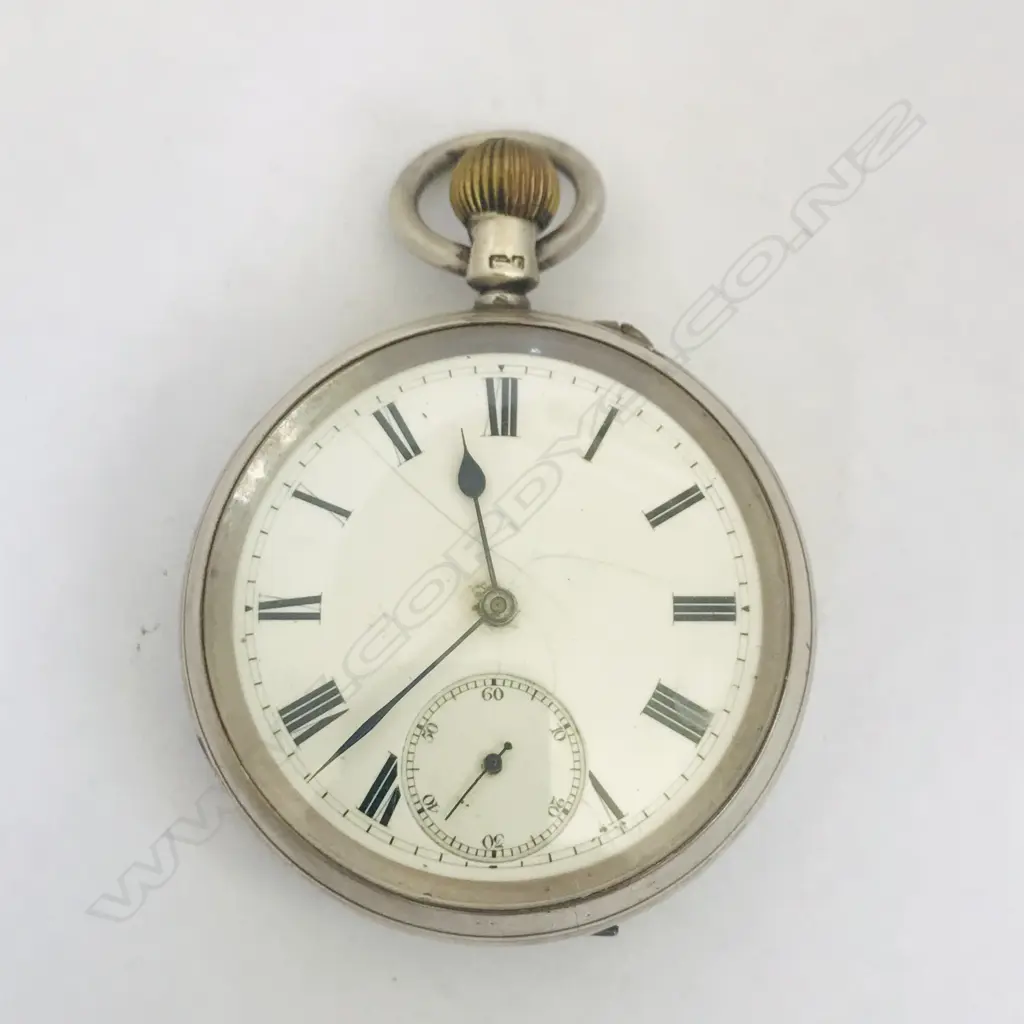 Early 20thC silver open face pocket watch by Usher & Cole. London, number 30583, with military marked movement. Image 1++