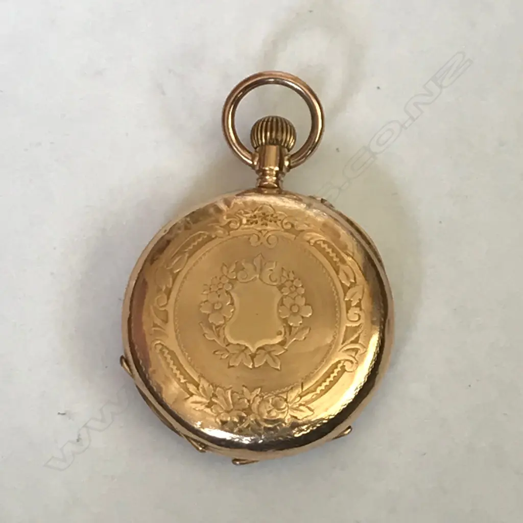 A Swiss 14K gold cased open face, lady's pocket watch, c.1890 Image 1++