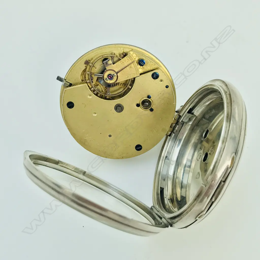 Victorian silver, open face pocket watch by G. H. Hunt, Worcester, number 49374, with power reserve dial, Image 1++