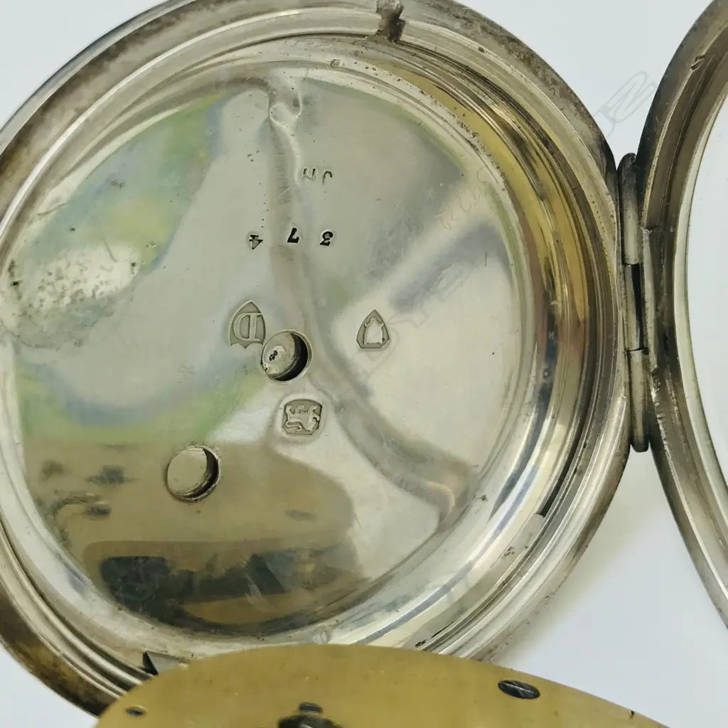 Victorian silver, open face pocket watch by G. H. Hunt, Worcester, number 49374, with power reserve dial, Image 1++